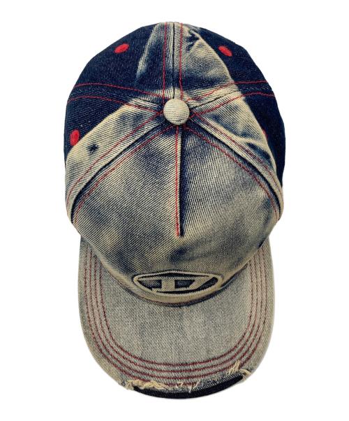 DIESEL（ディーゼル）DIESEL (ディーゼル) ブリーチ×ダメージ加工キャップ インディゴの古着・服飾アイテム