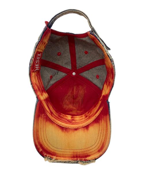 DIESEL（ディーゼル）DIESEL (ディーゼル) ブリーチ×ダメージ加工キャップ インディゴの古着・服飾アイテム