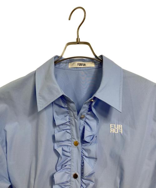 furfur（ファーファー）furfur (ファーファー) 25AW ベルト付きフリルシャツワンピース　ロングワンピース スカイブルー サイズ:FREEの古着・服飾アイテム