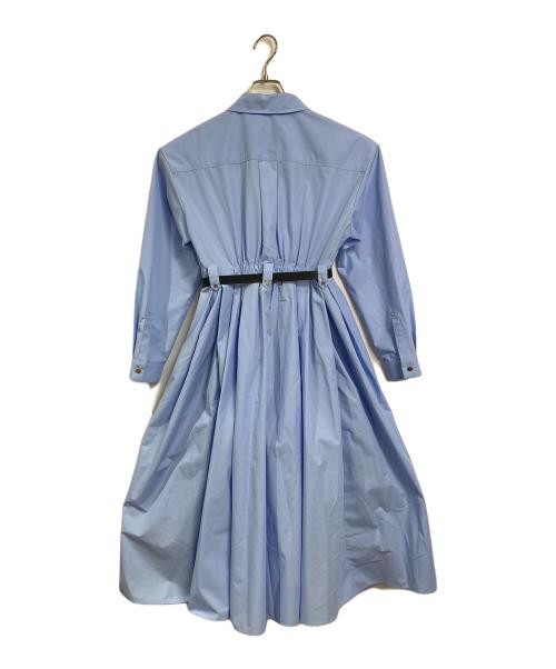furfur（ファーファー）furfur (ファーファー) 25AW ベルト付きフリルシャツワンピース　ロングワンピース スカイブルー サイズ:FREEの古着・服飾アイテム