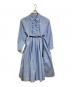 furfur（ファーファー）の古着「25AW ベルト付きフリルシャツワンピース　ロングワンピース」｜スカイブルー