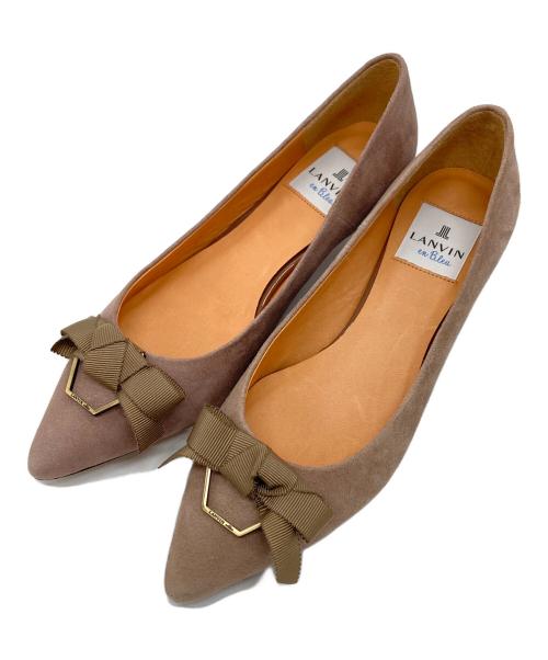 LANVIN en Bleu（ランバンオンブルー）LANVIN en Bleu (ランバンオンブルー) スウェードライクリボンパンプス　 ベージュ サイズ:23の古着・服飾アイテム