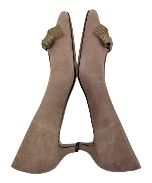 LANVIN en Bleu（ランバンオンブルー）LANVIN en Bleu (ランバンオンブルー) スウェードライクリボンパンプス　 ベージュ サイズ:23の古着・服飾アイテム