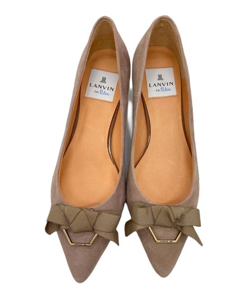 LANVIN en Bleu（ランバンオンブルー）LANVIN en Bleu (ランバンオンブルー) スウェードライクリボンパンプス　 ベージュ サイズ:23の古着・服飾アイテム