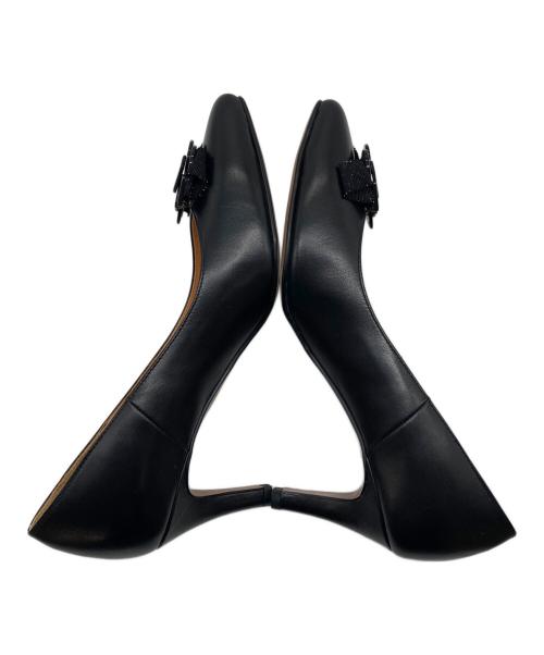 LANVIN en Bleu（ランバンオンブルー）LANVIN en Bleu (ランバンオンブルー) 130周年記念リボンパンプス ブラック サイズ:23の古着・服飾アイテム