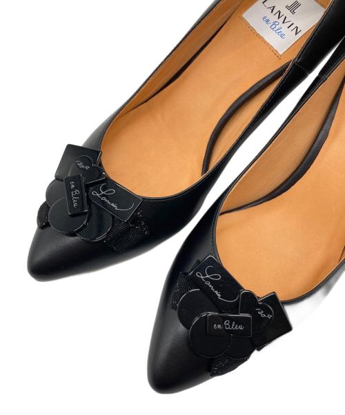 LANVIN en Bleu（ランバンオンブルー）LANVIN en Bleu (ランバンオンブルー) 130周年記念リボンパンプス ブラック サイズ:23の古着・服飾アイテム