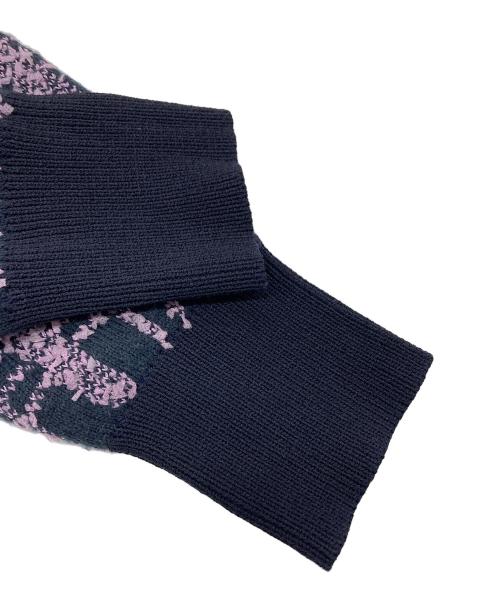 Diagram（ダイアグラム）Diagram (ダイアグラム) ツイードミドルニットカーディガン　パールボタン　Vネックカーディガン パープル×ブラック サイズ:36の古着・服飾アイテム