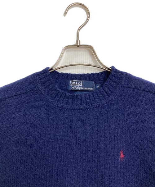 POLO RALPH LAUREN（ポロ・ラルフローレン）POLO RALPH LAUREN (ポロ・ラルフローレン) 【古着】香港製ウールニット　ニット　ポニー刺繍　香港製 ネイビー サイズ:Mの古着・服飾アイテム