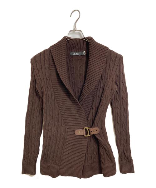 LAUREN RALPH LAUREN（ローレンラルフローレン）LAUREN RALPH LAUREN (ローレンラルフローレン) バックルドコットンニットセーター　長袖ニット ブラウン サイズ:XSの古着・服飾アイテム