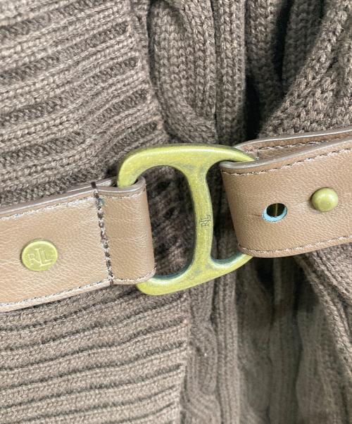 LAUREN RALPH LAUREN（ローレンラルフローレン）LAUREN RALPH LAUREN (ローレンラルフローレン) バックルドコットンニットセーター　長袖ニット ブラウン サイズ:XSの古着・服飾アイテム