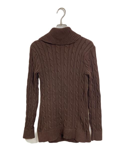 LAUREN RALPH LAUREN（ローレンラルフローレン）LAUREN RALPH LAUREN (ローレンラルフローレン) バックルドコットンニットセーター　長袖ニット ブラウン サイズ:XSの古着・服飾アイテム