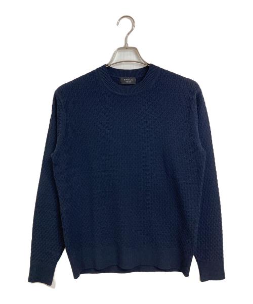 EPOCA UOMO（エポカ ウォモ）EPOCA UOMO (エポカ ウォモ) スプリングクランククルーネックニット　長袖ニット　コットンニット ネイビー サイズ:48 未使用品の古着・服飾アイテム