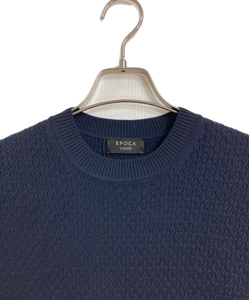 EPOCA UOMO（エポカ ウォモ）EPOCA UOMO (エポカ ウォモ) スプリングクランククルーネックニット　長袖ニット　コットンニット ネイビー サイズ:48 未使用品の古着・服飾アイテム