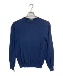 Zanone（ザノーネ）の古着「コットンニット　薄手ニット」｜ネイビー