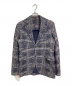 CIRCOLO 1901チルコロ1901）の古着「グレンチェック ジャージー ジャケット　アウター　ライトアウター　ビジネス　カジュアル　イタリア製　チェック」｜ネイビー