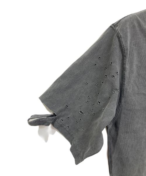 GALFY（ガルフィー）GALFY (ガルフィー) gibous (ギボス) snake dog damage T shirt  スネークドッグダメージTシャツ　半袖カットソー　Tee  ユニセックス グレー サイズ:大型犬（XL）の古着・服飾アイテム