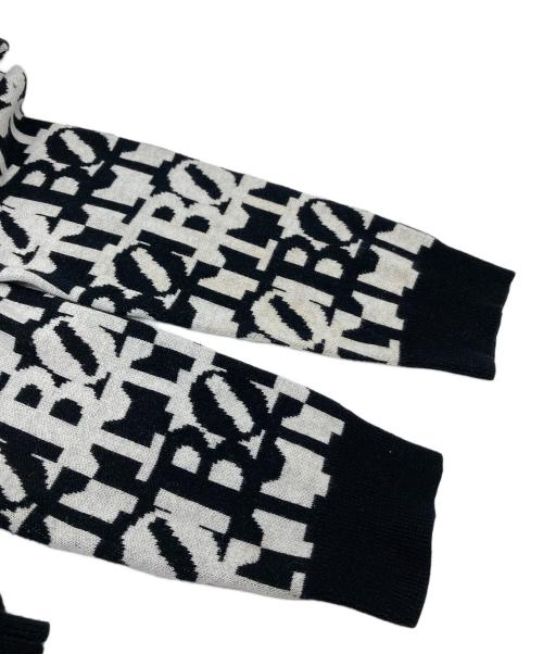 BoTT（ボット）BoTT (ボット) クルーネックニット　柄ニット ホワイト×ブラック サイズ:Lの古着・服飾アイテム