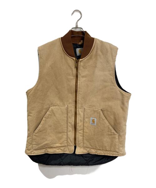 CarHartt（カーハート）CarHartt (カーハート) ダックベスト　中綿ベスト　アウター　ライトアウター ベージュ サイズ:実寸参照の古着・服飾アイテム