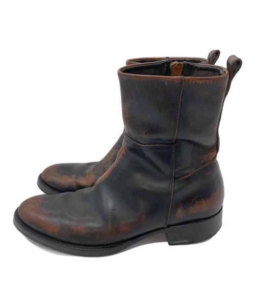 BUTTERO（ブッテロ）BUTTERO (ブッテロ) ムラ加工サイドジップブーツ　ショートブーツ　イタリア製 ブラウン サイズ:40の古着・服飾アイテム