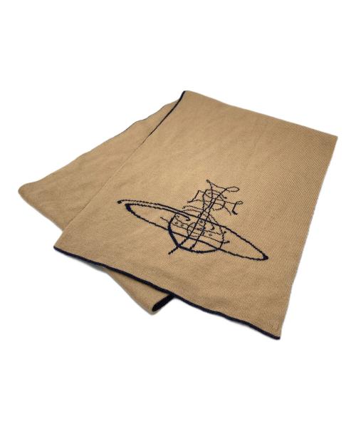 Vivienne Westwood（ヴィヴィアンウエストウッド）Vivienne Westwood (ヴィヴィアンウエストウッド) オーブマフラー　バイカラー　リバーシブル ベージュ×ネイビー サイズ:実寸参照の古着・服飾アイテム
