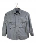 meanswhileミーンズワイル）の古着「Luggage L/S SH/Sumi  長袖シャツ　デザインシャツ　日本製」｜ブルー