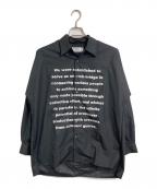 OURETオーレット）の古着「メッセージプリントシャツ　デザインシャツ　長袖シャツ　日本製」｜ブラック
