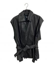 Blanc YM（ブランワイエム）の古着「Leather Short Trench Vest レザーベスト　別注」｜ブラック