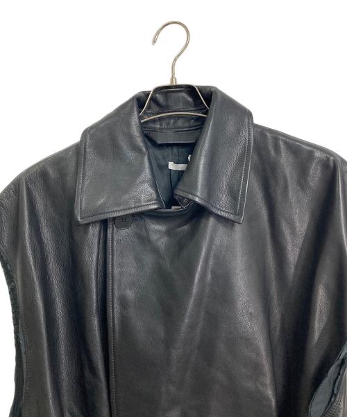 Blanc YM（ブランワイエム）Blanc YM (ブランワイエム) Leather Short Trench Vest レザーベスト　別注 ブラック サイズ:M 未使用品の古着・服飾アイテム