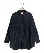 MaxMaraマックスマーラ）の古着「スキッパーシャツ　刺繍シャツ」｜ブラック