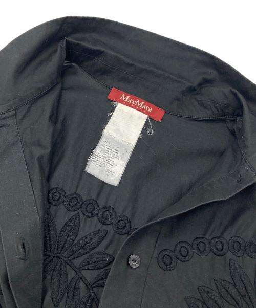MaxMara（マックスマーラ）MaxMara (マックスマーラ) スキッパーシャツ　刺繍シャツ ブラック サイズ:実寸参照の古着・服飾アイテム