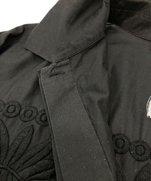 MaxMara（マックスマーラ）MaxMara (マックスマーラ) スキッパーシャツ　刺繍シャツ ブラック サイズ:実寸参照の古着・服飾アイテム