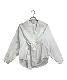 LOEFF（ロエフ）の古着「LF CTN BRD TIE SHIRT  Vネックブラウス」｜ホワイト