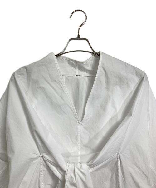 LOEFF（ロエフ）LOEFF (ロエフ) LF CTN BRD TIE SHIRT  Vネックブラウス ホワイト サイズ:FREEの古着・服飾アイテム
