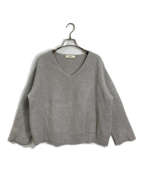 ebure（エブール）EBURE (エブール) シャギーフォックス Vネックニットプルオーバー　シルク混ニット グレー サイズ:FREEの古着・服飾アイテム