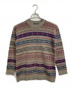 LAUREN RALPH LAURENローレンラルフローレン）の古着「総柄 クルーネック ニット　長袖ニット」｜ベージュ