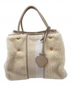 Kate Spadeケイトスペード）の古着「エブリシング レーシング ストライプ フォウ シアリング ミディアムトート　付属品欠品」｜アイボリー