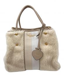 Kate Spade（ケイトスペード）の古着「エブリシング レーシング ストライプ フォウ シアリング ミディアムトート　付属品欠品」｜アイボリー