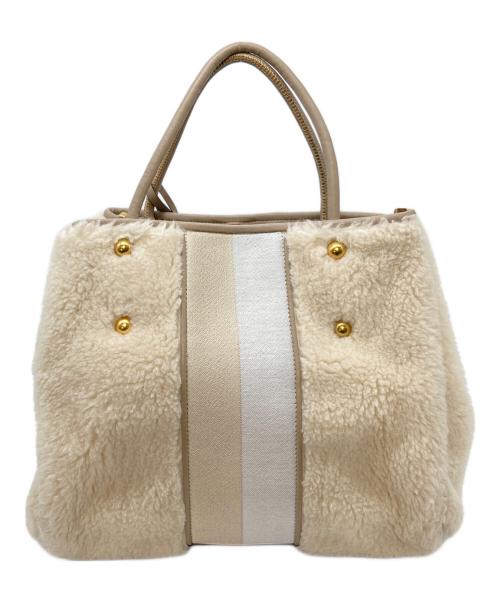 Kate Spade（ケイトスペード）Kate Spade (ケイトスペード) エブリシング レーシング ストライプ フォウ シアリング ミディアムトート　付属品欠品 アイボリー サイズ:実寸参照の古着・服飾アイテム