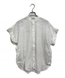 POLO RALPH LAUREN（ポロ・ラルフローレン）の古着「リネンシャツ　バンドカラーシャツ　麻」｜ホワイト