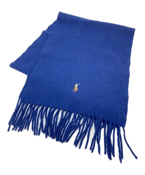 RALPH LAUREN（ラルフローレン）RALPH LAUREN (ラルフローレン) カシミヤ混マフラー　ポニー刺繍　ワンポイント刺繍　イタリア製 ブルー サイズ:実寸参照　の古着・服飾アイテム