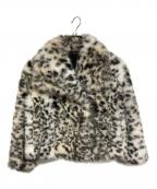 ZARAザラ）の古着「ショート丈アニマル柄フェイクファーコート　ファーコート　ヒョウ柄　アウター」｜ホワイト×ベージュ