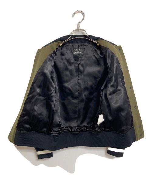 MACPHEE（マカフィー）MACPHEE (マカフィー) レザースリーブスタジャン　アウター　ライトアウター オリーブブラック サイズ:36の古着・服飾アイテム
