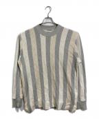 Y's for menワイズフォーメン）の古着「【古着】90’S ストライプニット　コットンニット　長袖ニット　日本製　90年代」｜グレー×ベージュ