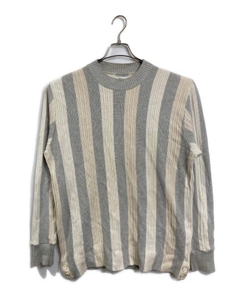 Y's for men（ワイズフォーメン）Y's for men (ワイズフォーメン) 【古着】90’S ストライプニット　コットンニット　長袖ニット　日本製　90年代 グレー×ベージュ サイズ:実寸参照の古着・服飾アイテム