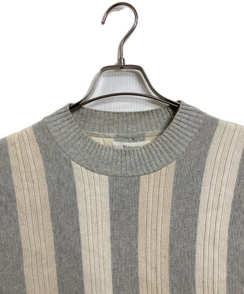 Y's for men（ワイズフォーメン）Y's for men (ワイズフォーメン) 【古着】90’S ストライプニット　コットンニット　長袖ニット　日本製　90年代 グレー×ベージュ サイズ:実寸参照の古着・服飾アイテム
