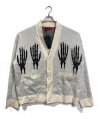 ACUPUNCTUREアクユーパンクチャー）の古着「スケルトンハンドカーディガン　骨」｜ベージュ