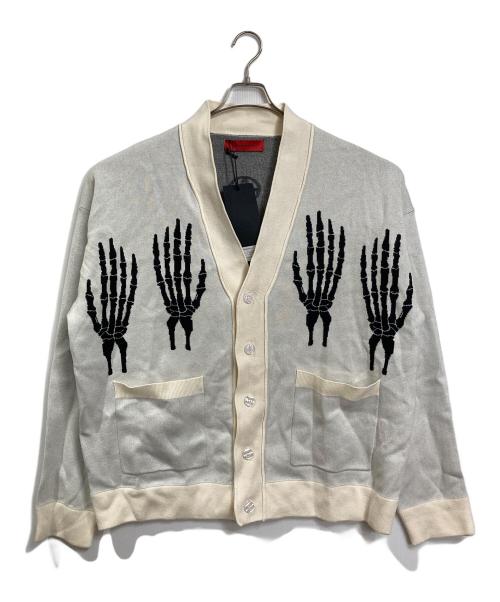 ACUPUNCTURE（アクユーパンクチャー）ACUPUNCTURE (アクユーパンクチャー) スケルトンハンドカーディガン　骨 ベージュ サイズ:XL 未使用品の古着・服飾アイテム