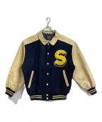 VANヴァン）の古着「スタジャン　アウター」｜ネイビー×ベージュ