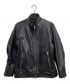 TETE HOMMEテット オム）の古着「ラムレザーシングルライダースジャケット」｜ブラック