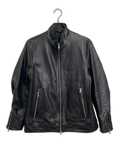 TETE HOMME（テット オム）TETE HOMME (テット オム) ラムレザーシングルライダースジャケット ブラック サイズ:LLの古着・服飾アイテム